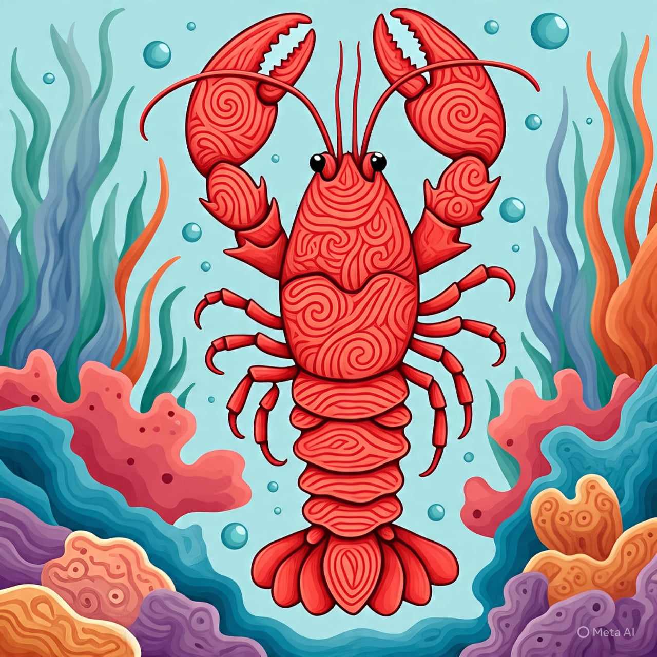 Squiggly Lobster in Ocean